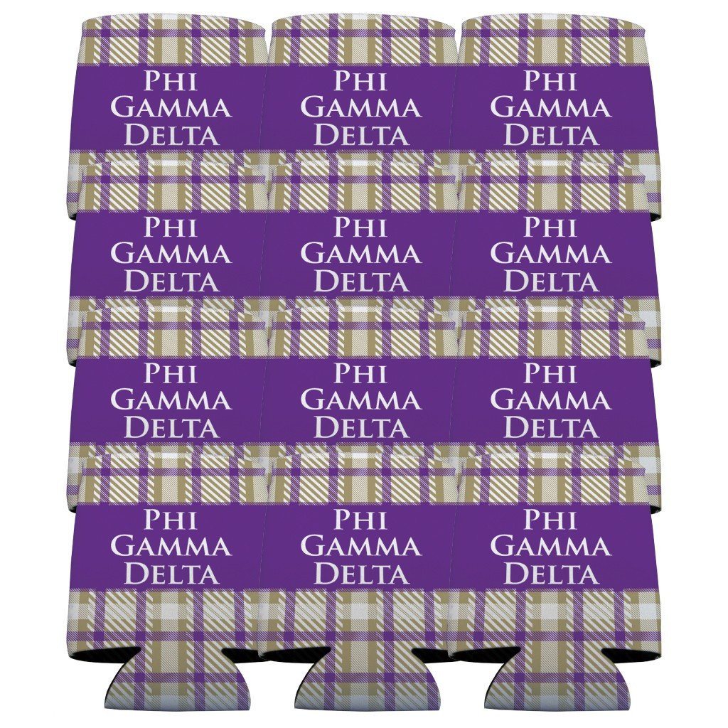 Phi Gamma Delta Can Cooler Set of 12 - Plaid FREE SHIPPING