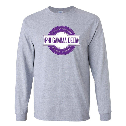 Phi Gamma Delta Long Sleeve T-shirt Seal - FREE SHIPPING