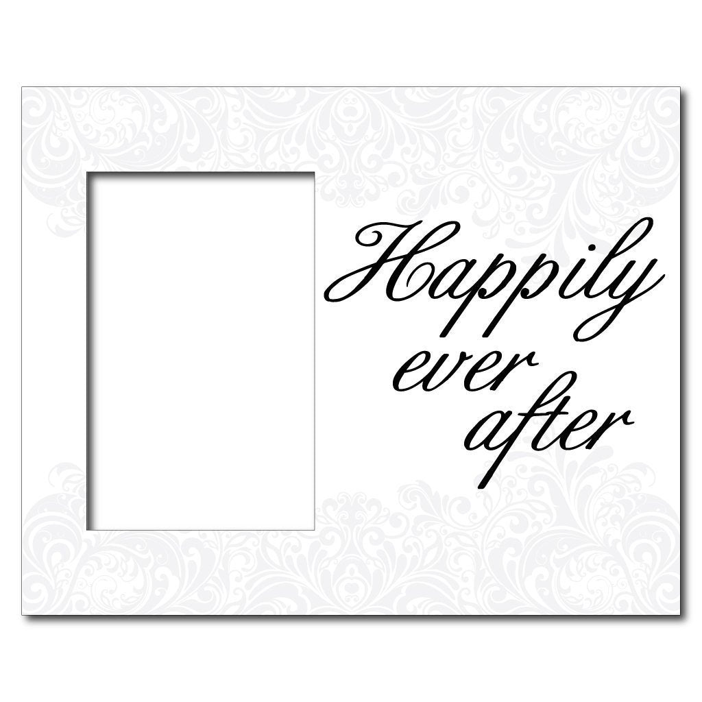 Wedding Themed Picture Frame - Holds 4x6 Photo - "Happily Ever After"