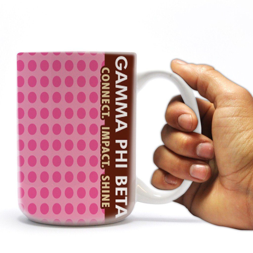Pink Polka Dot Gamma Phi Beta 15oz Coffee Mug