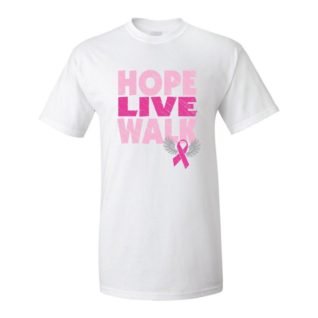 Hope, Live, Walk Breast Cancer Awareness T-Shirt - FREE SHIPPING
