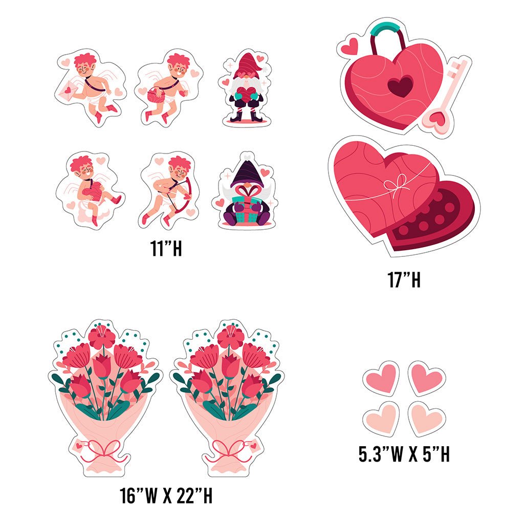 Pink & Teal Happy Valentine’s Day Gnomes and Cupid Set
