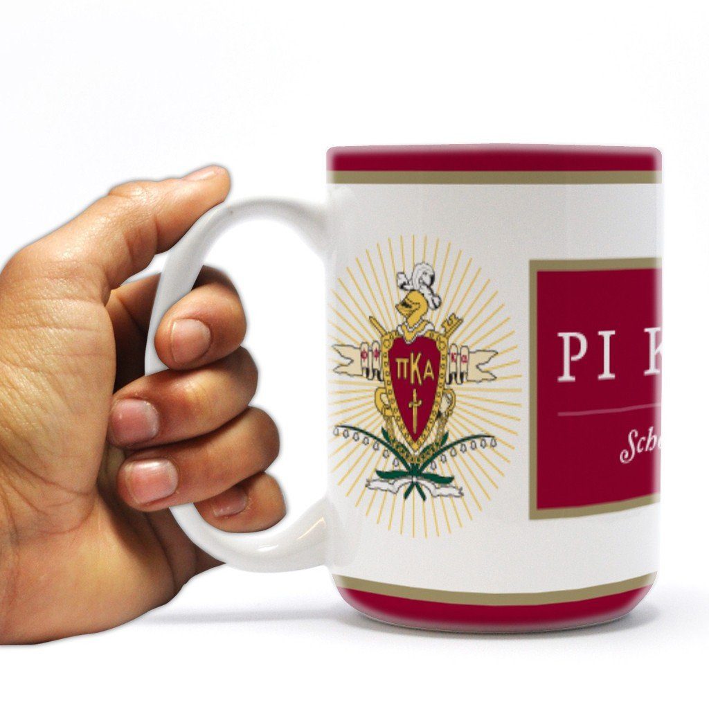 Pi Kappa Alpha 15oz Coffee Mug “ Crest with Three Red Stripes