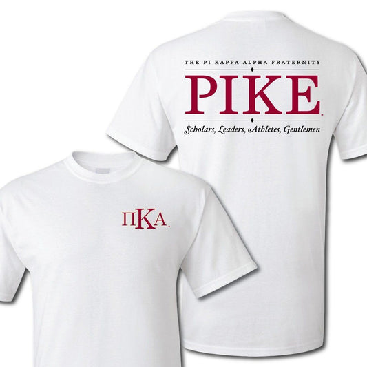 Pi Kappa Alpha Greek Letter Front and Pike Back Standard T-Shirt - FREE SHIPPING