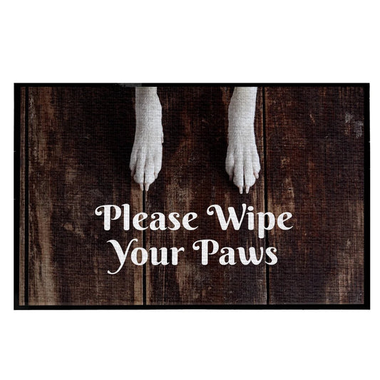 Please Wipe Your Paws Dog Doormat, 24x36 Inches, Tufted Loop Top, Durgan Rubber Backing, Black Band Edge