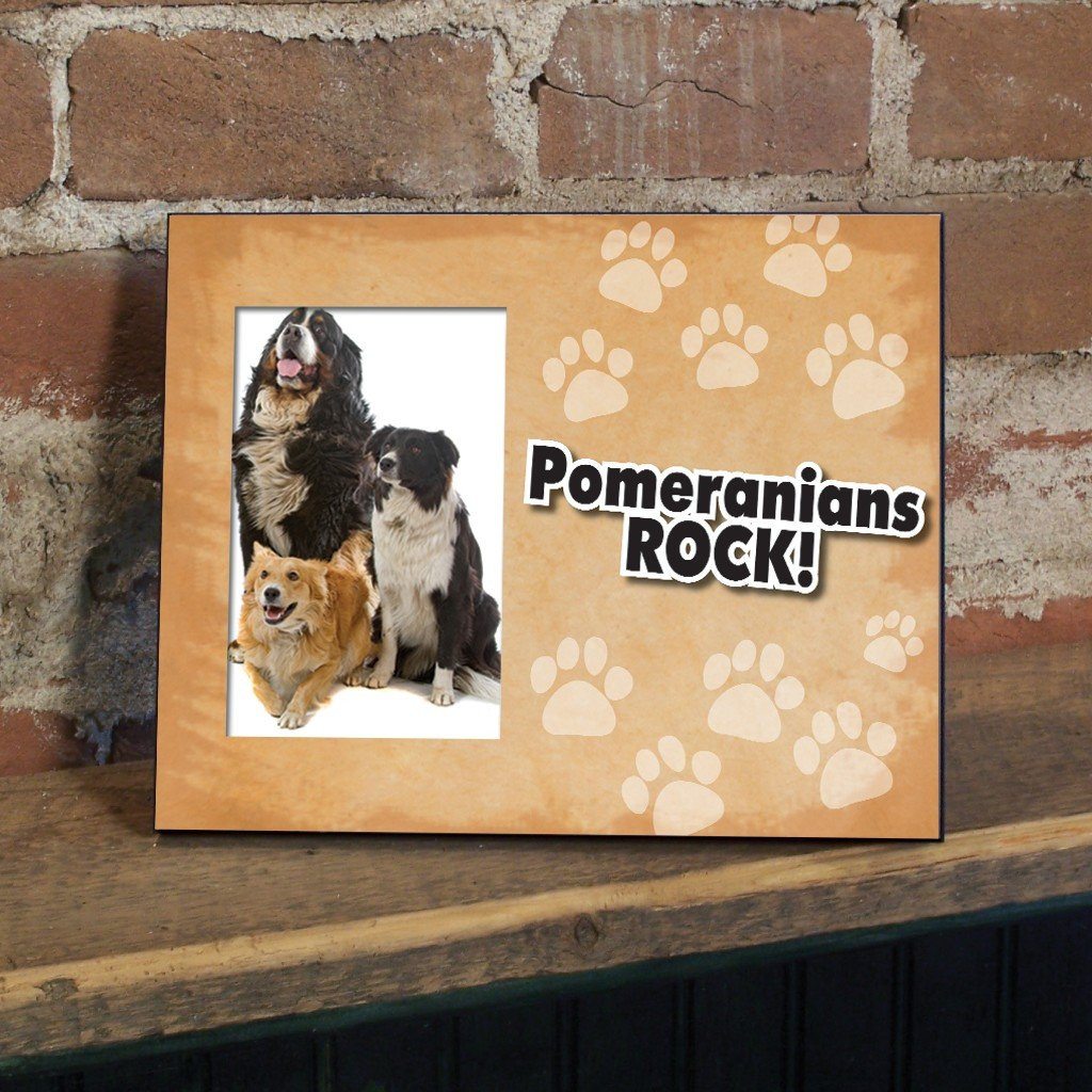 Pomeranians Rock Dog Picture Frame - Holds 4x6 picture