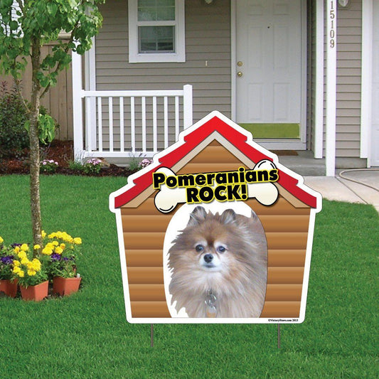Pomeranians Rock! Dog Breed Yard Sign - Plastic Shaped Yard Sign - FREE SHIPPING