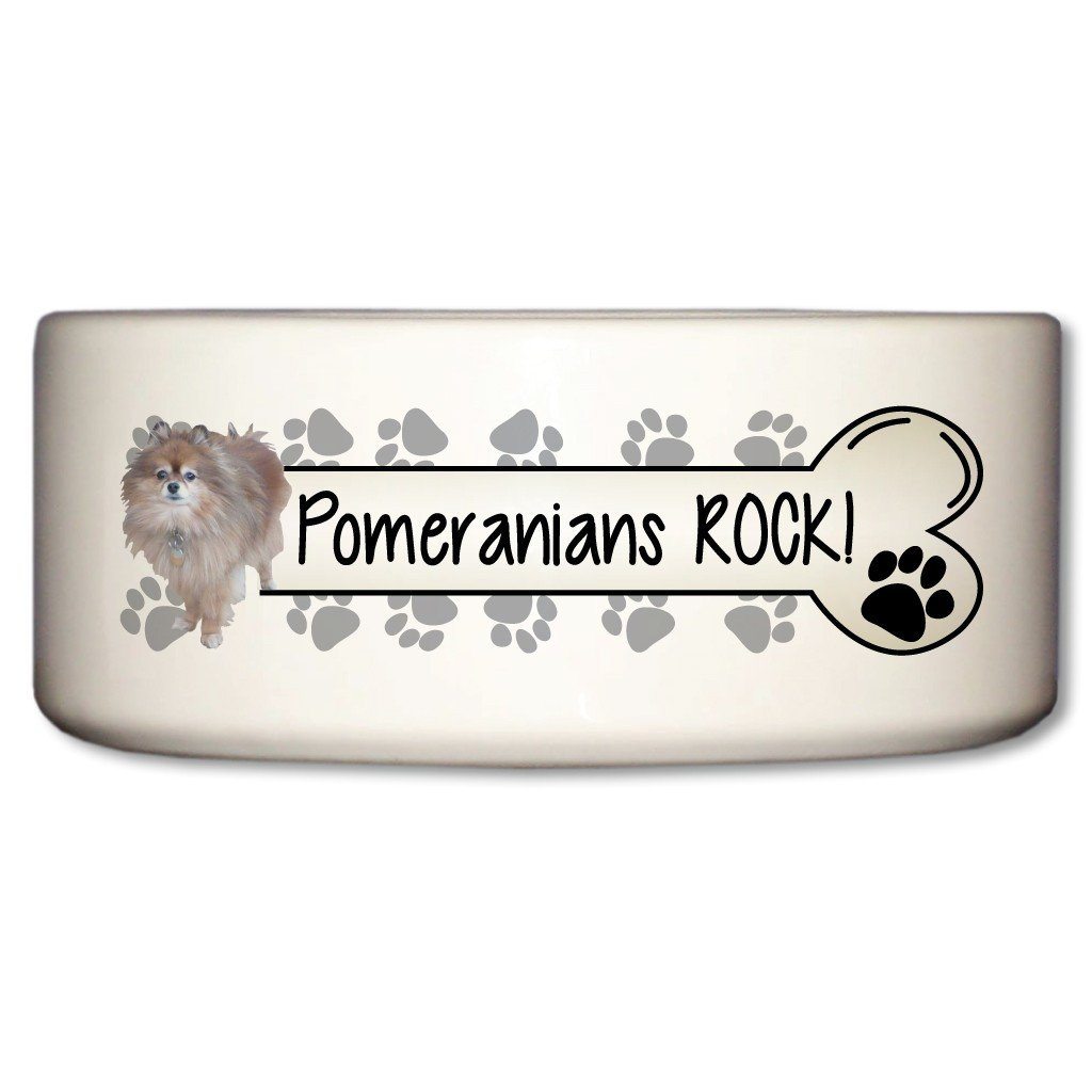 Pomeranians Rock Ceramic Dog Bowl