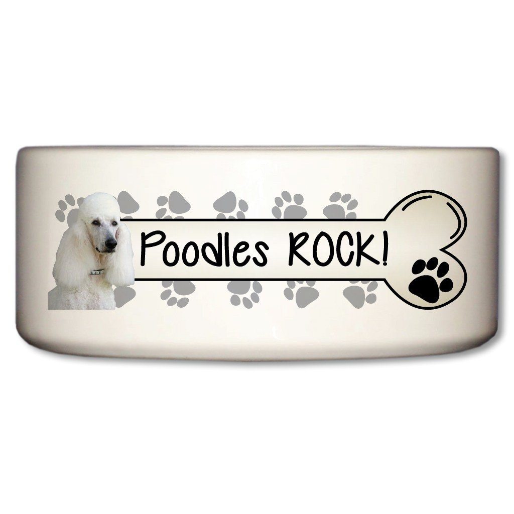 Poodles Rock Ceramic Dog Bowl