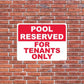 Pool Reserved for Tenants Only Sign/Sticker | VictoryStore ...