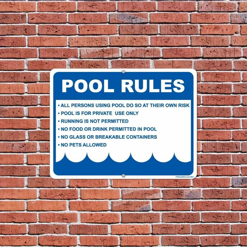 Pool Rules Metal Sign | Horizontal | Choose Your Material ...