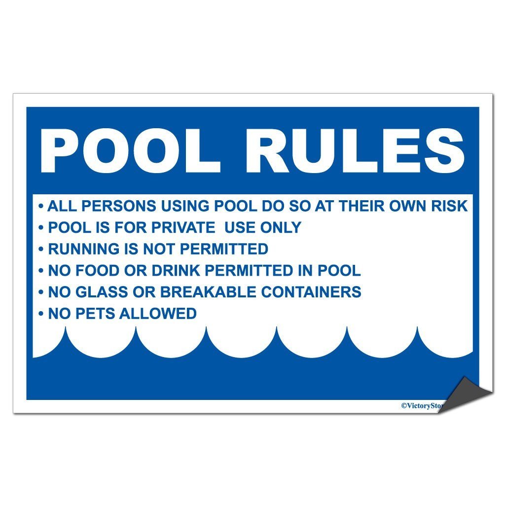 Pool Rules Horizontal Sign or Sticker - #3