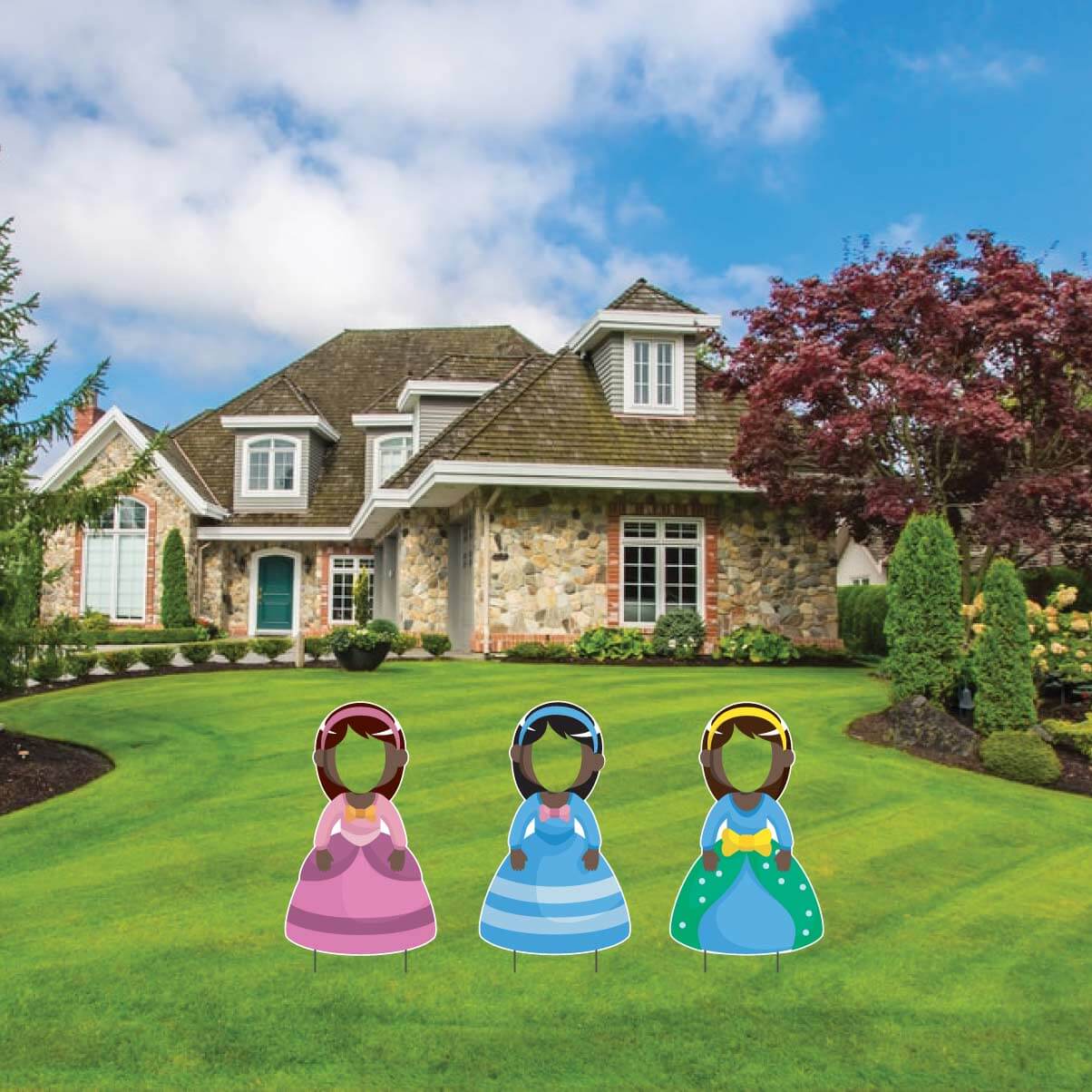 Princess Face in Yard Signs Photo Prop Yard Card Decorations