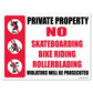 Private Property “No Skateboarding, Bike Riding, Rollerblading" Signs or Stickers