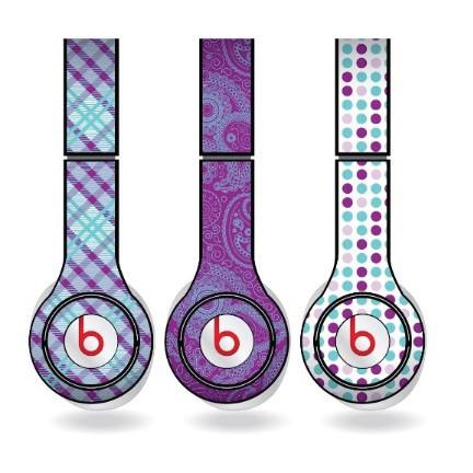 Purple & Teal Skins for Beats Solo HD Headphones Set of 3 Patterns - FREE SHIPPING
