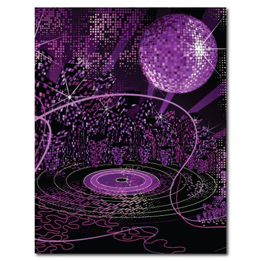 Purple Disco Fever Vinyl Photography Backdrop - 8'x10' or 8'x14'