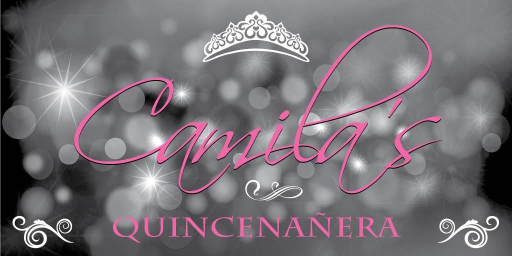 Quinceañera Banner - Tiara and Sparkle Design