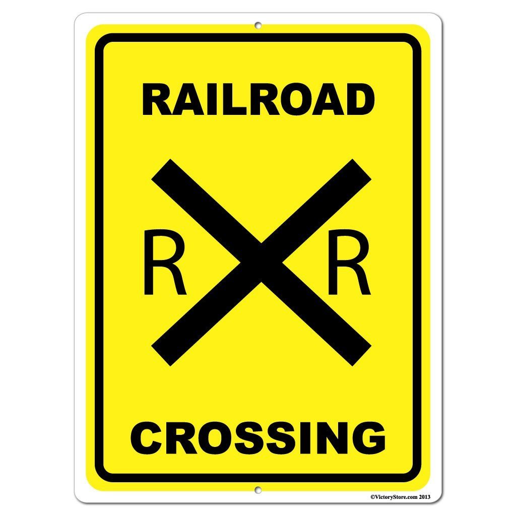Railroad Crossing Sign - Aluminum With Vinyl Letters, Indoor/Outdoor Decor