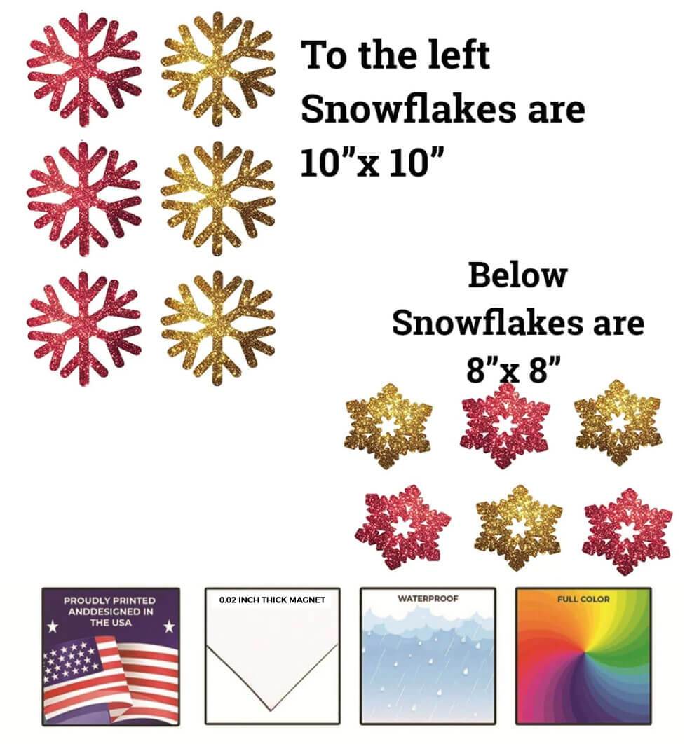 Red and Gold Sparkle Snowflake Magnets (19640)