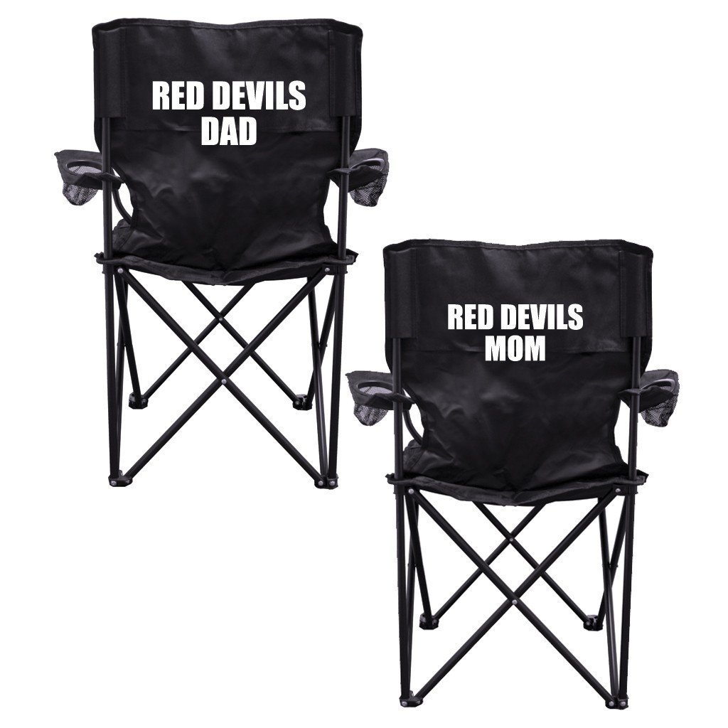 Red Devils Parents Black Folding Camping Chair Set of 2
