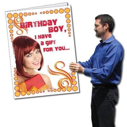 3' Stock Design Giant Birthday Card w/Envelope - Red head with Gift