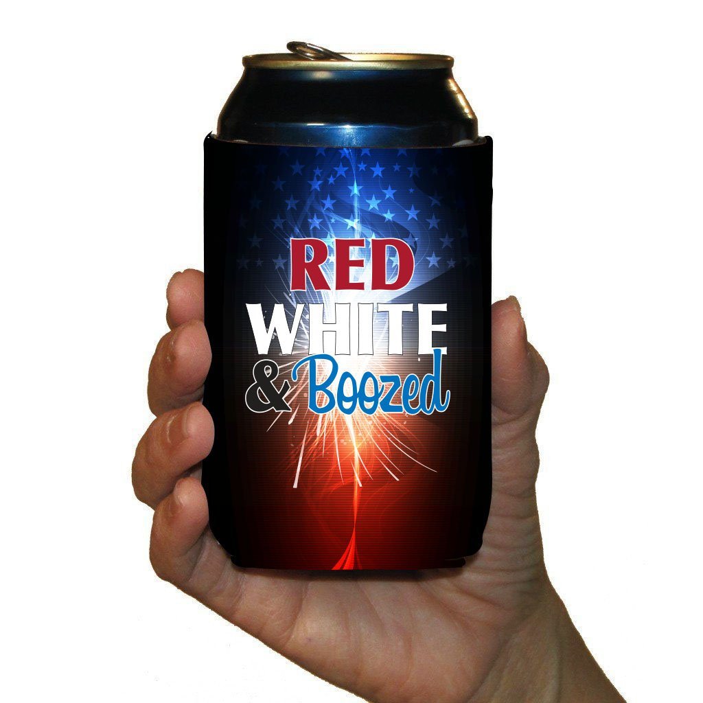 red white and boozed koozie