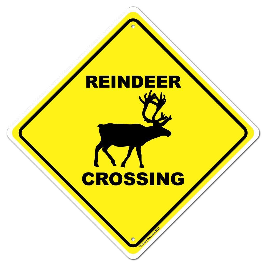 Reindeer Crossing Sign or Sticker