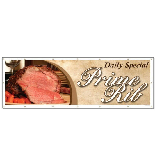 Daily Special Prime Rib Vinyl Banner with Grommets