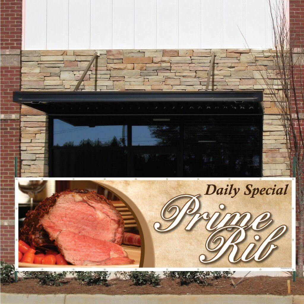 Daily Special Prime Rib Vinyl Banner with Grommets