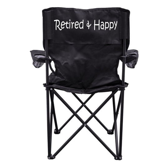 Retired and Happy Camping Chair with Carry Bag