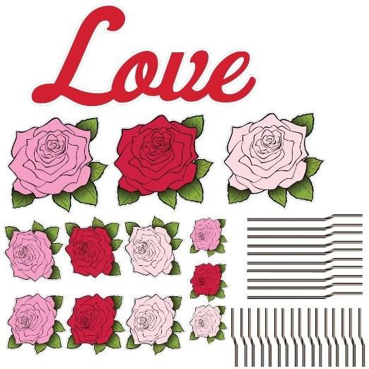 Valentine's Day Yard Decoration "Love" with a Dozen Roses - FREE SHIPPING