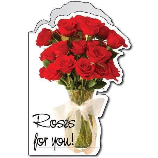 3' Stock Giant Roses Cut Card w/Envelope - Birthday