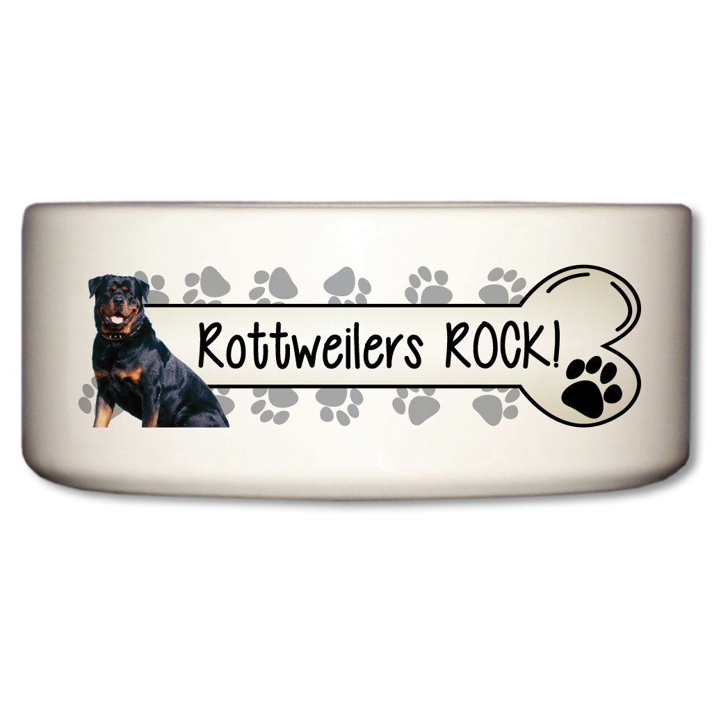 Rotweillers Rock Ceramic Dog Bowl