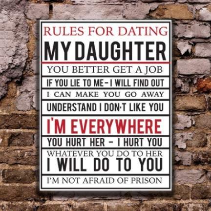Rules For Dating My Daughter 18"x24" Aluminum Sign