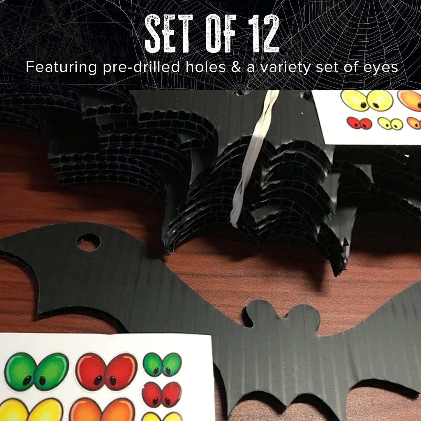 Scary Hanging Bats Set of 12 Halloween Decorations