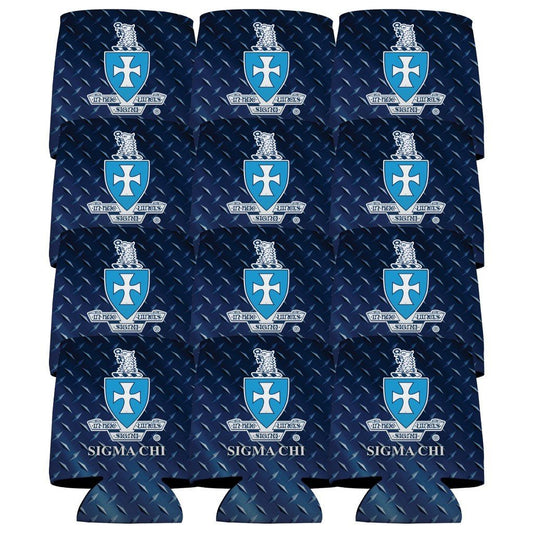 Sigma Chi Can Cooler Set of 12 - Diamond Plate FREE SHIPPING