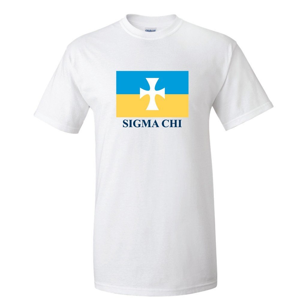 Sigma Chi Standard White T-Shirt - Flag Logo - FREE SHIPPING