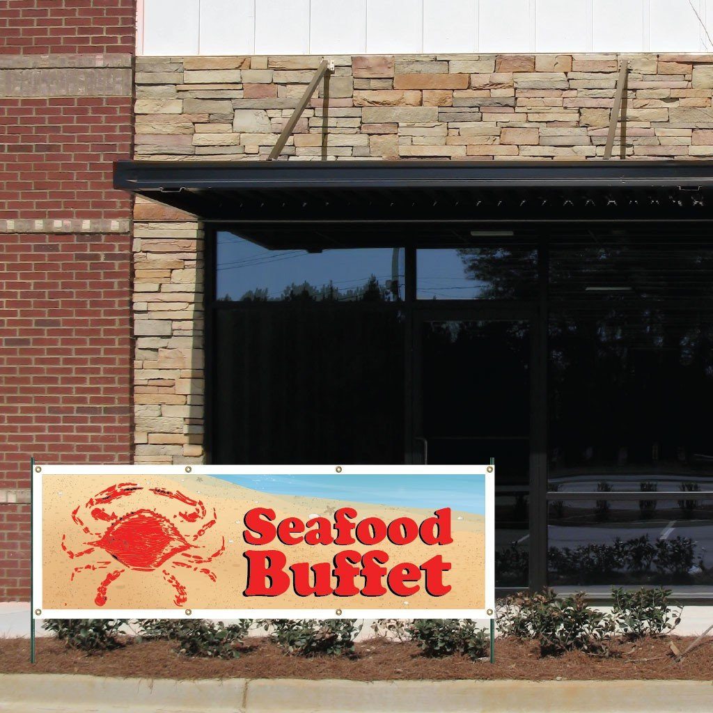 Seafood Buffet Vinyl Banner with Grommets