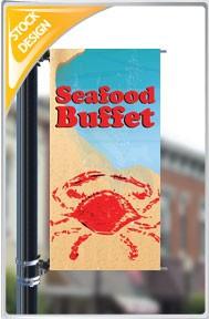 18"x36" Seafood Buffet 2 Pole Banner FREE SHIPPING