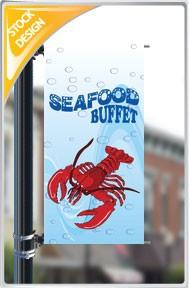 18"x36" Seafood Buffet Pole Banner FREE SHIPPING