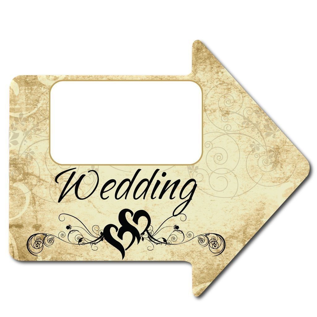 Wedding Sign Arrow w/2 EZ stakes - 18"x24" - Corrugated Plastic