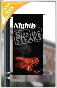 18"x36" Sizzling Steaks Nightly Pole Banner FREE SHIPPING
