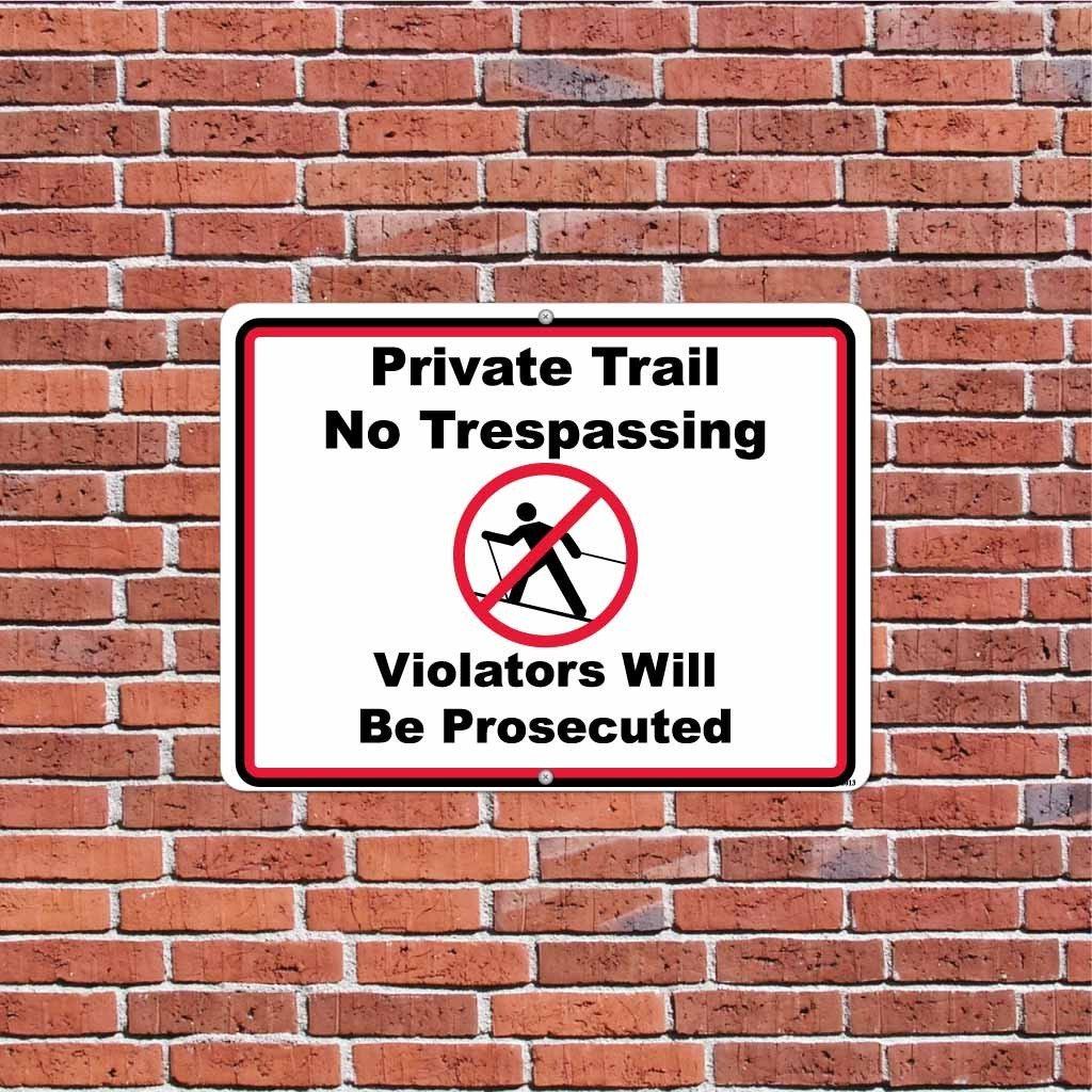 Skiing Private Trail No Trespassing Sign or Sticker - #6