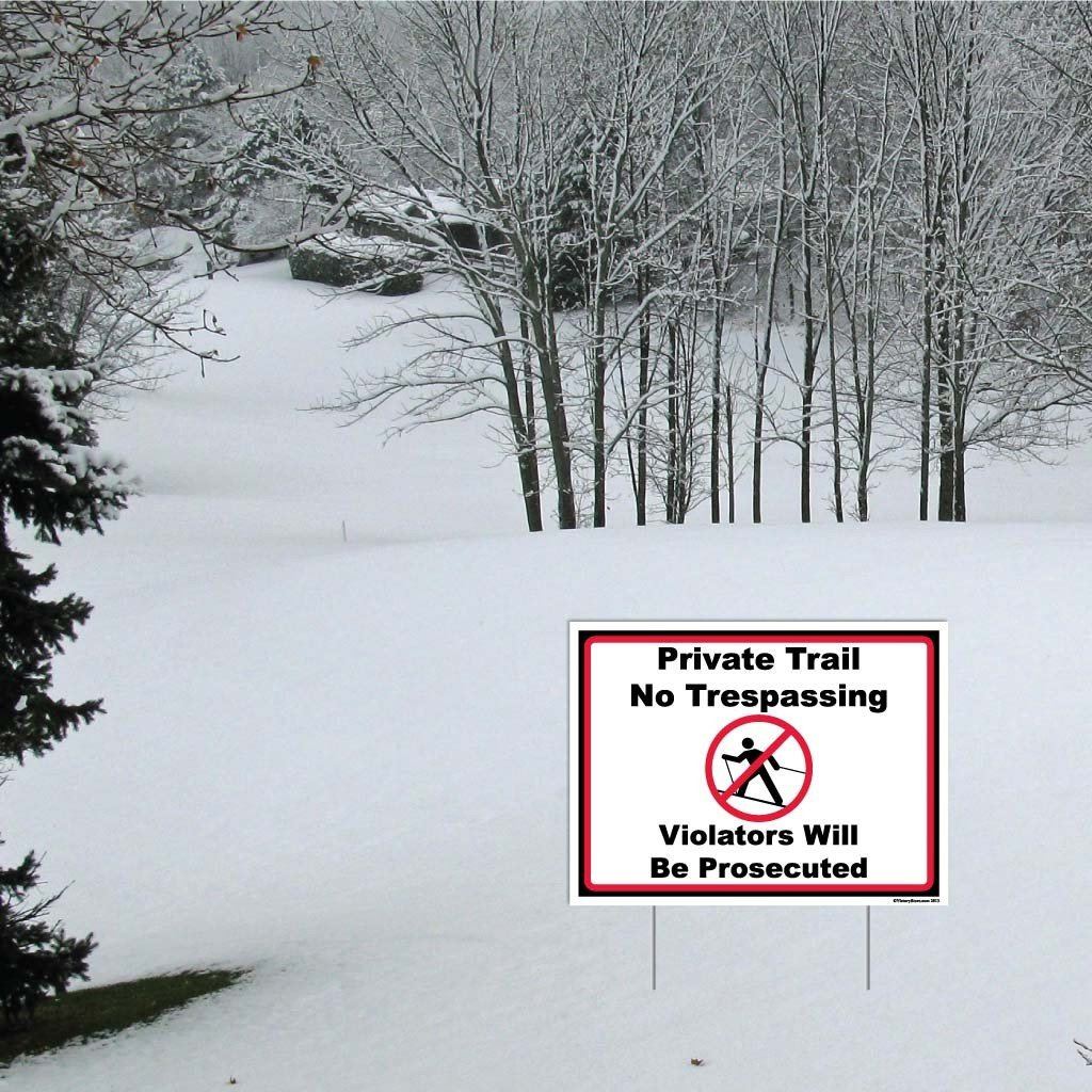 Skiing Private Trail No Trespassing Sign or Sticker - #6