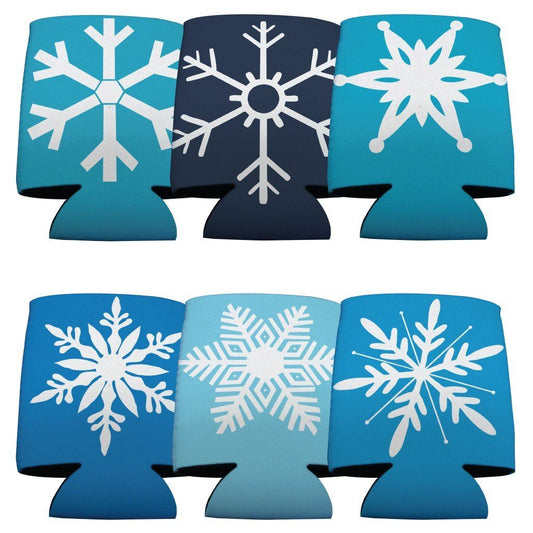 Winter Snowflakes Themed Can Cooler Set - 6 Designs - Set of 6 - FREE SHIPPING