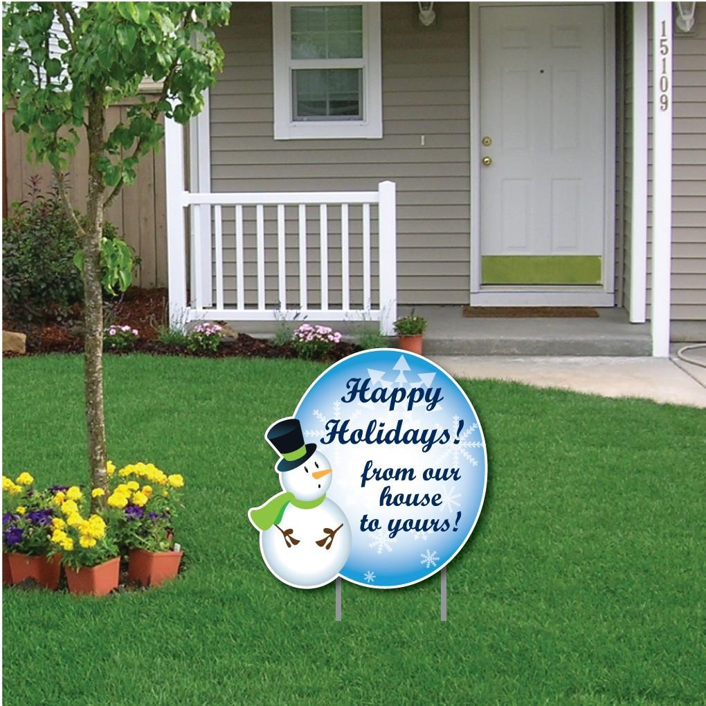Snowman Happy Holidays! Message Christmas Lawn Sign Display - FREE SHIPPING