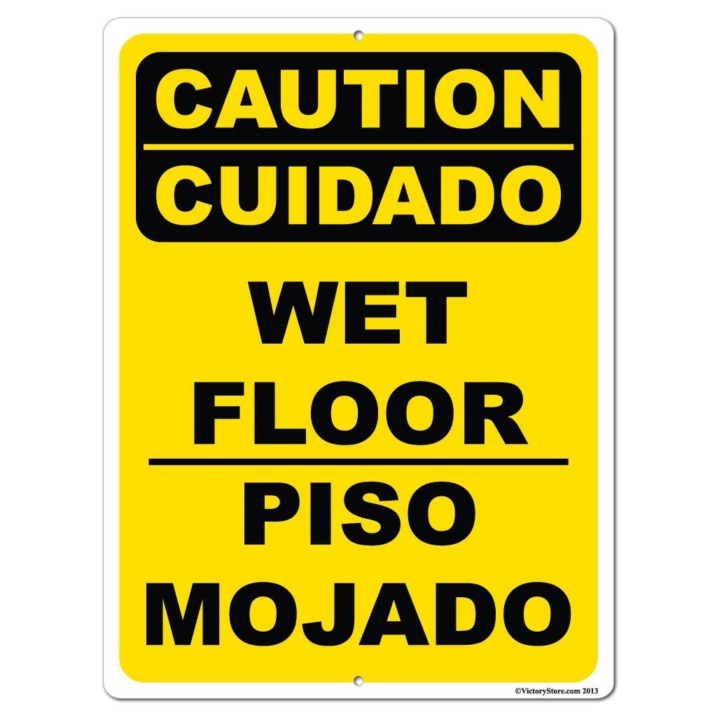 Spanish/English Caution Wet Floor Sign or Sticker - #17