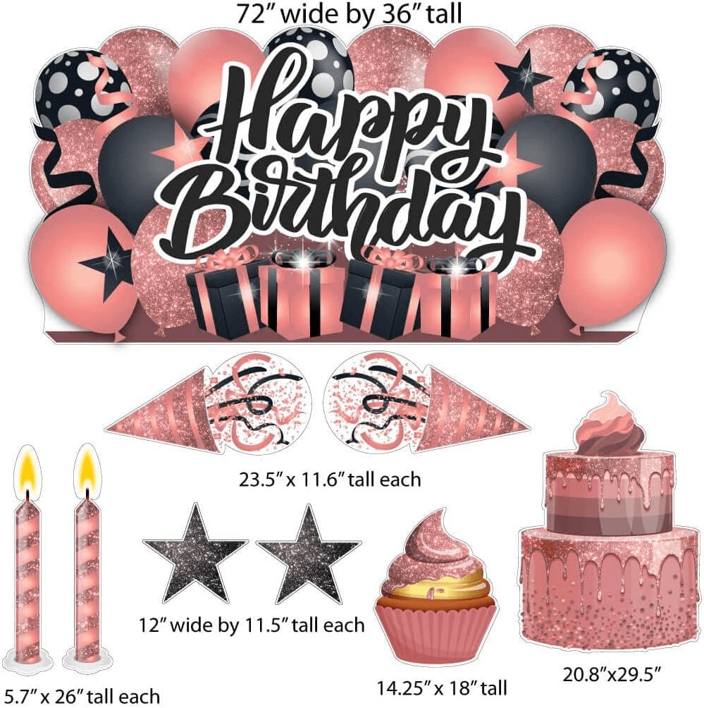 Sparkle Happy Birthday Oversized EZ Yard Card Sign Display - 9 pc set