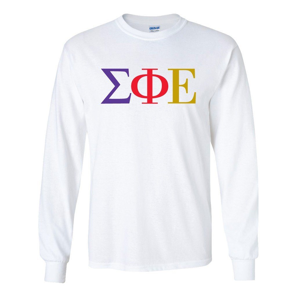 Sigma Phi Epsilon Long Sleeve T-shirt Greek Letters - FREE SHIPPING