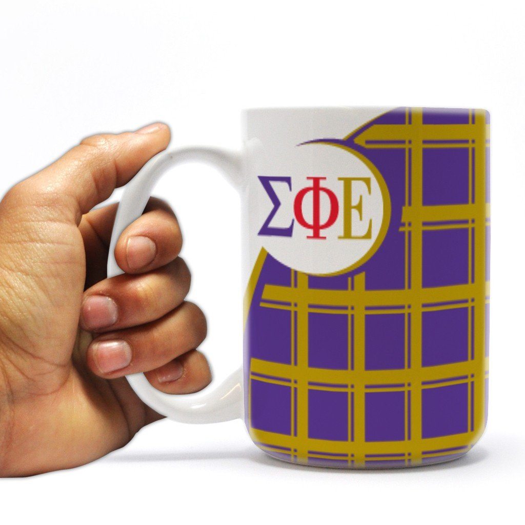 Sigma Phi Epsilon 15oz Coffee Mug “ Plaid Design